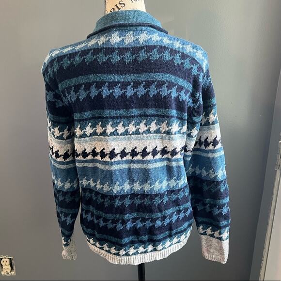 Vintage Erika & Co blue white and black striped patterned collared zip up jacket - Picture 2 of 9